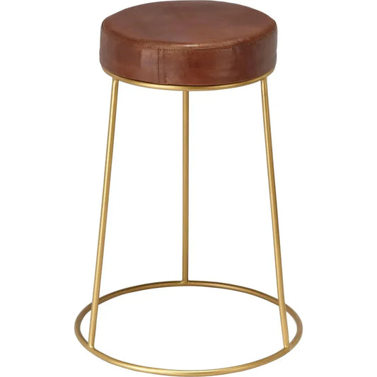 Henry Round Leather Counter Stool - LOOMLAN - Jamie Young - Counter Stools