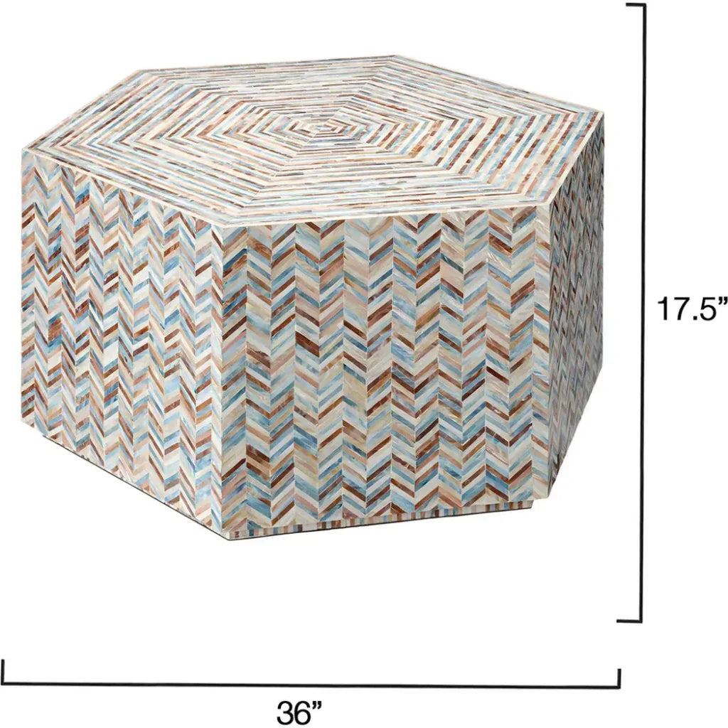 Hepburn Mother Of Pearl Hexagon Coffee Table - LOOMLAN - Jamie Young - Coffee Tables