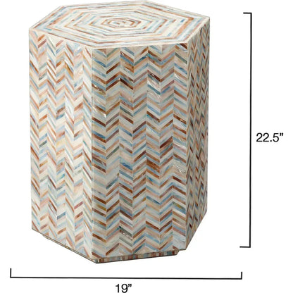 Hepburn Mother Of Pearl Hexagon Side Table - LOOMLAN - Jamie Young - Side Tables