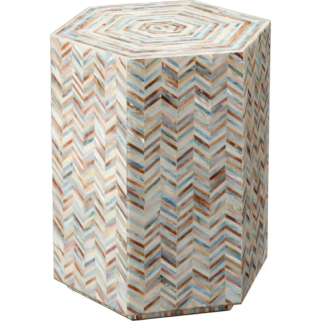 Hepburn Mother Of Pearl Hexagon Side Table - LOOMLAN - Jamie Young - Side Tables