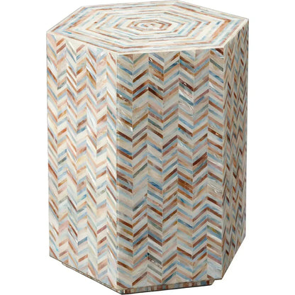 Hepburn Mother Of Pearl Hexagon Side Table - LOOMLAN - Jamie Young - Side Tables