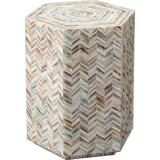 Hepburn Mother Of Pearl Hexagon Side Table - LOOMLAN - Jamie Young - Side Tables