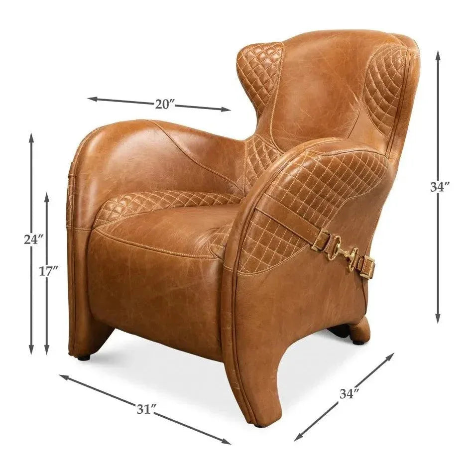 Hera Arm Chair Unique Leather Club Chair - LOOMLAN - Sarreid - Club Chairs