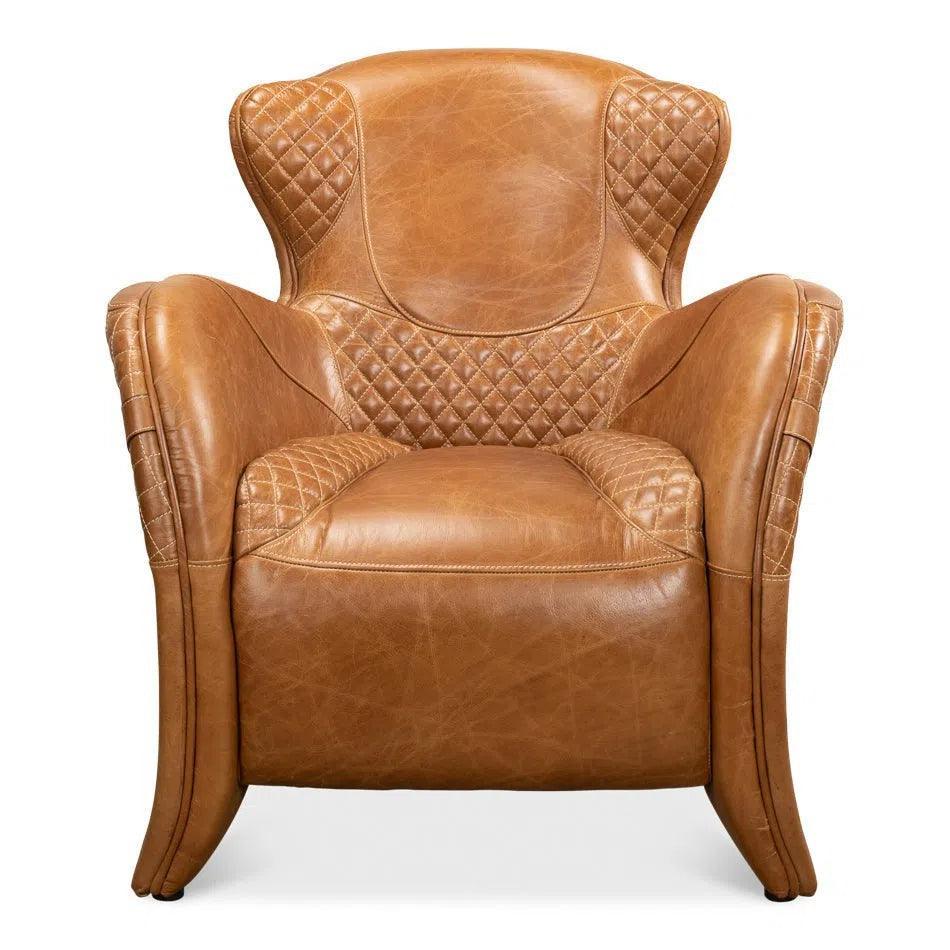 Hera Arm Chair Unique Leather Club Chair - LOOMLAN - Sarreid - Club Chairs