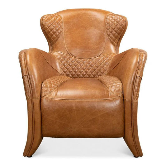 Hera Arm Chair Unique Leather Club Chair - LOOMLAN - Sarreid - Club Chairs