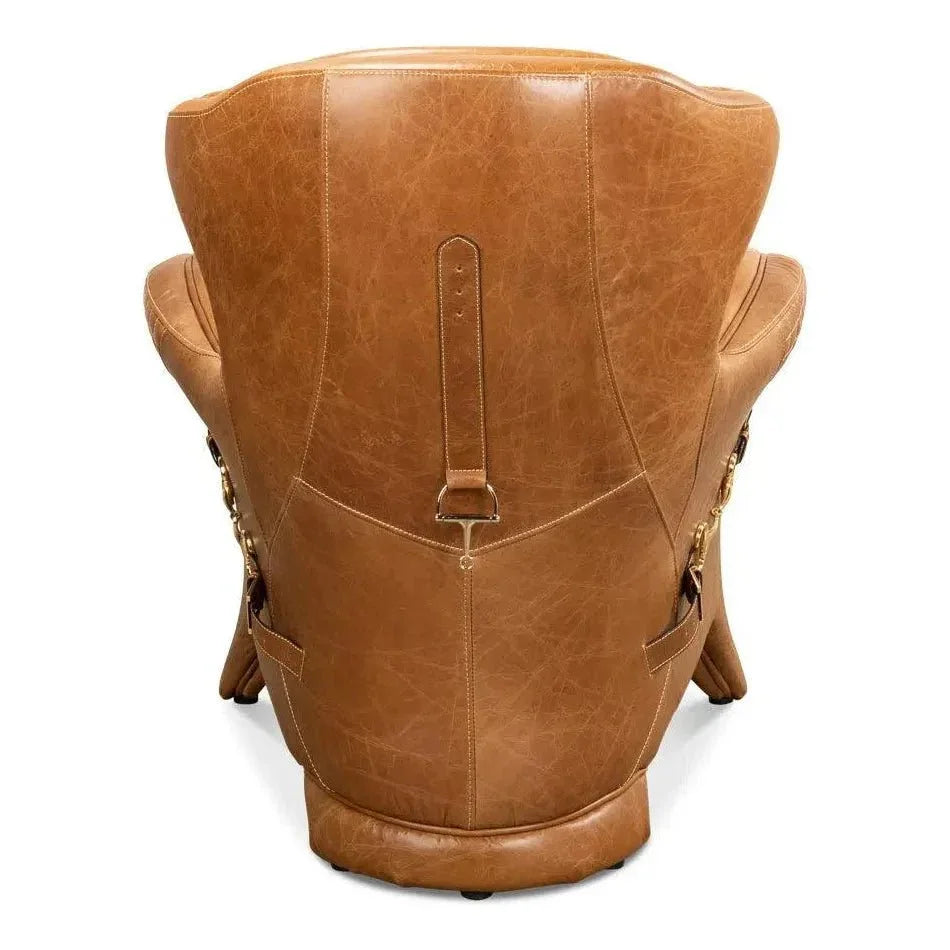 Hera Arm Chair Unique Leather Club Chair - LOOMLAN - Sarreid - Club Chairs