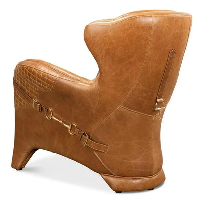 Hera Arm Chair Unique Leather Club Chair - LOOMLAN - Sarreid - Club Chairs