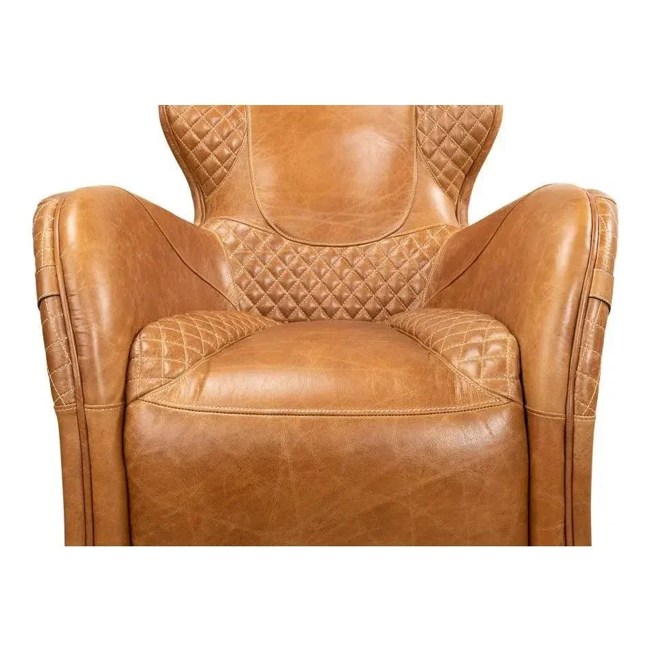 Hera Arm Chair Unique Leather Club Chair - LOOMLAN - Sarreid - Club Chairs