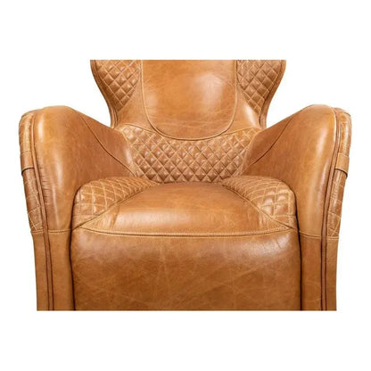 Hera Arm Chair Unique Leather Club Chair - LOOMLAN - Sarreid - Club Chairs