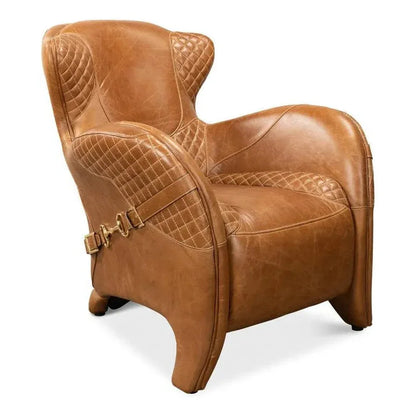 Hera Arm Chair Unique Leather Club Chair - LOOMLAN - Sarreid - Club Chairs