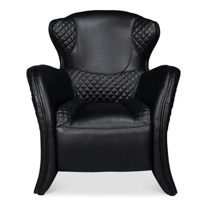 Hera Leather Black Arm Chair - LOOMLAN - Sarreid - Club Chairs