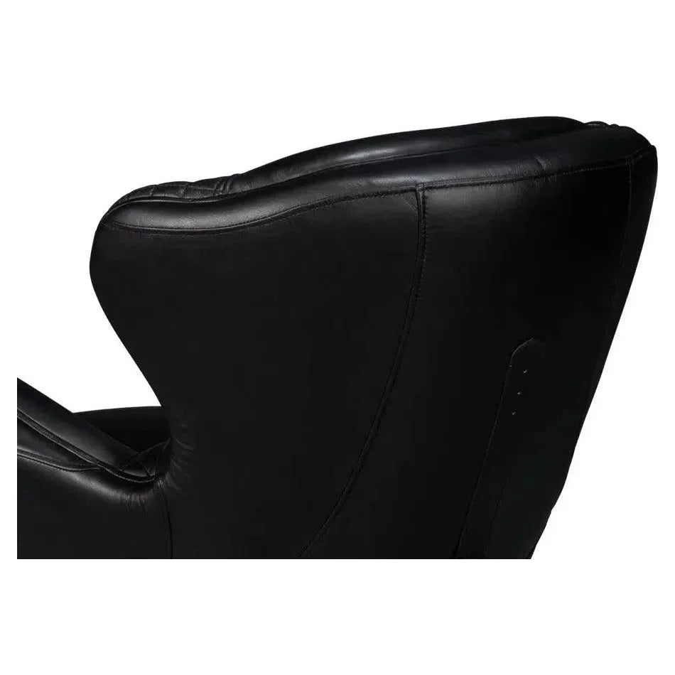Hera Leather Black Arm Chair - LOOMLAN - Sarreid - Club Chairs