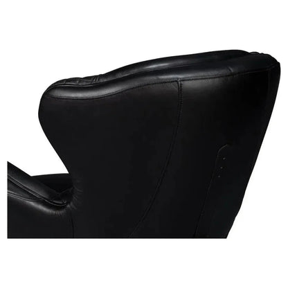 Hera Leather Black Arm Chair - LOOMLAN - Sarreid - Club Chairs