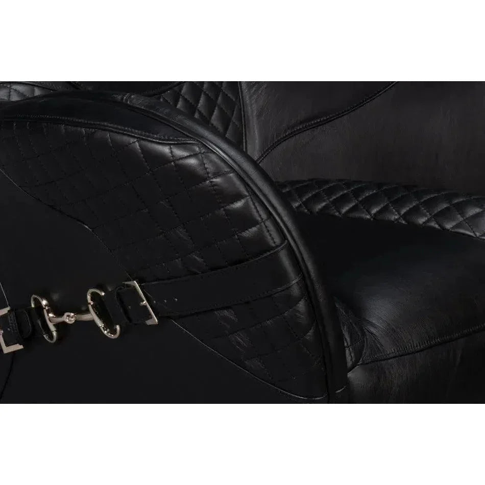 Hera Leather Black Arm Chair - LOOMLAN - Sarreid - Club Chairs