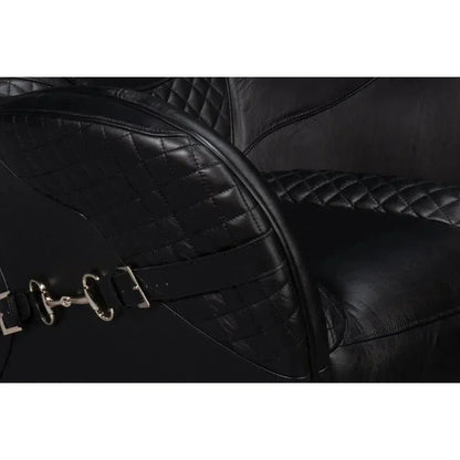 Hera Leather Black Arm Chair - LOOMLAN - Sarreid - Club Chairs