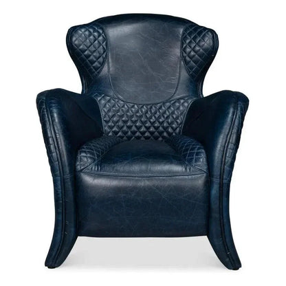 Hera Leather Blue Arm Chair - LOOMLAN - Sarreid - Club Chairs