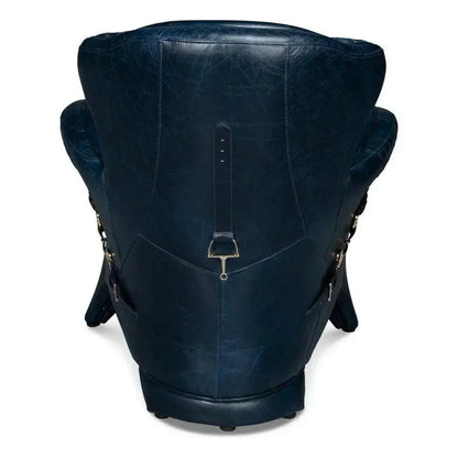 Hera Leather Blue Arm Chair - LOOMLAN - Sarreid - Club Chairs