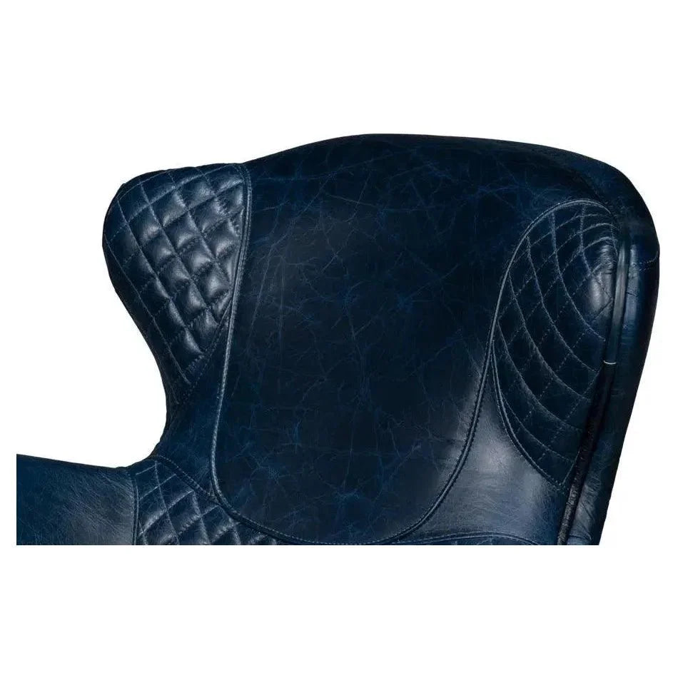 Hera Leather Blue Arm Chair - LOOMLAN - Sarreid - Club Chairs