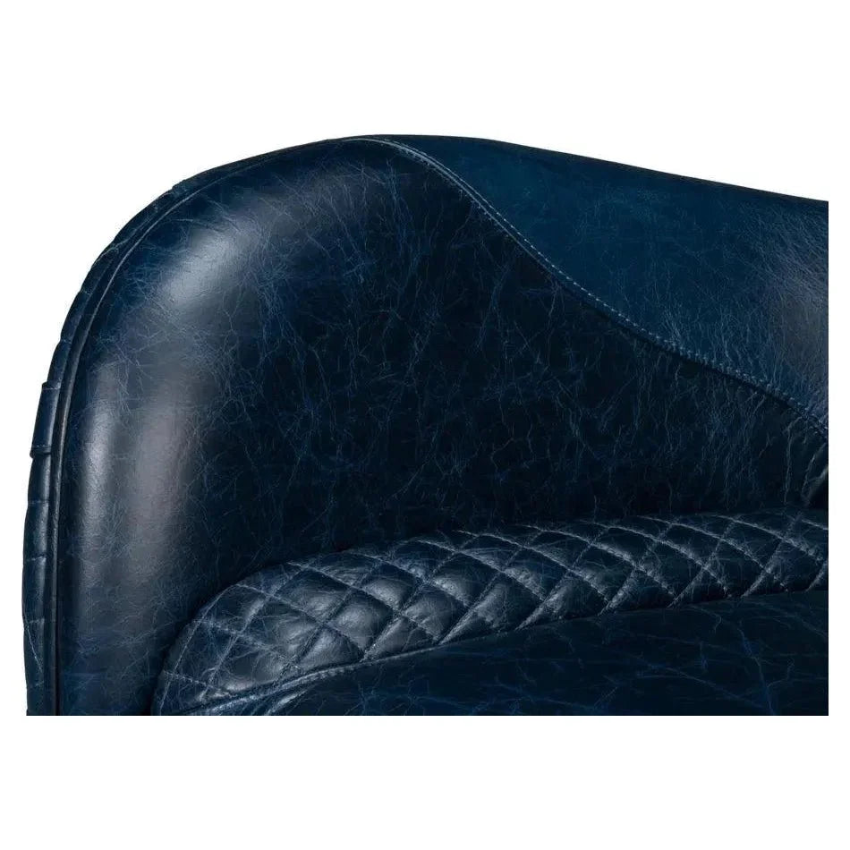 Hera Leather Blue Arm Chair - LOOMLAN - Sarreid - Club Chairs