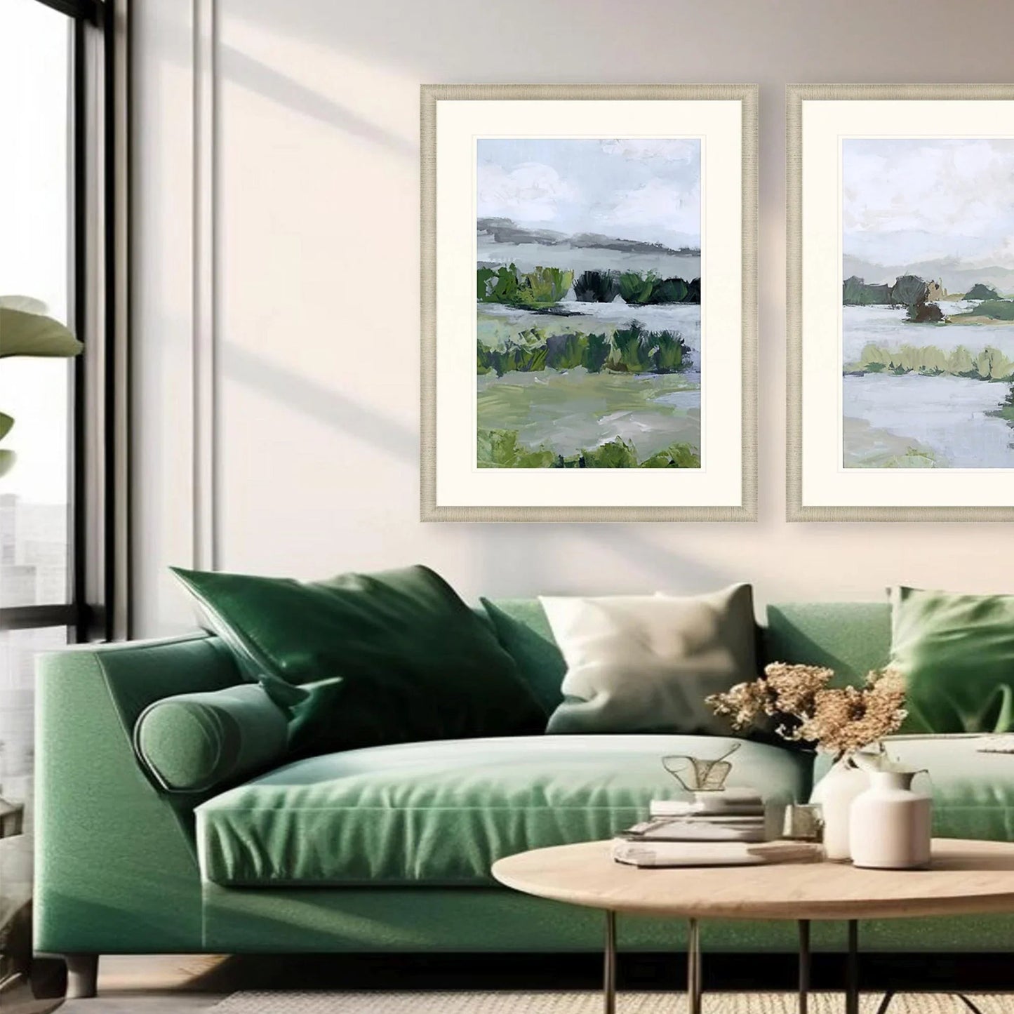 Here Comes the Sun Green Framed Wall Art