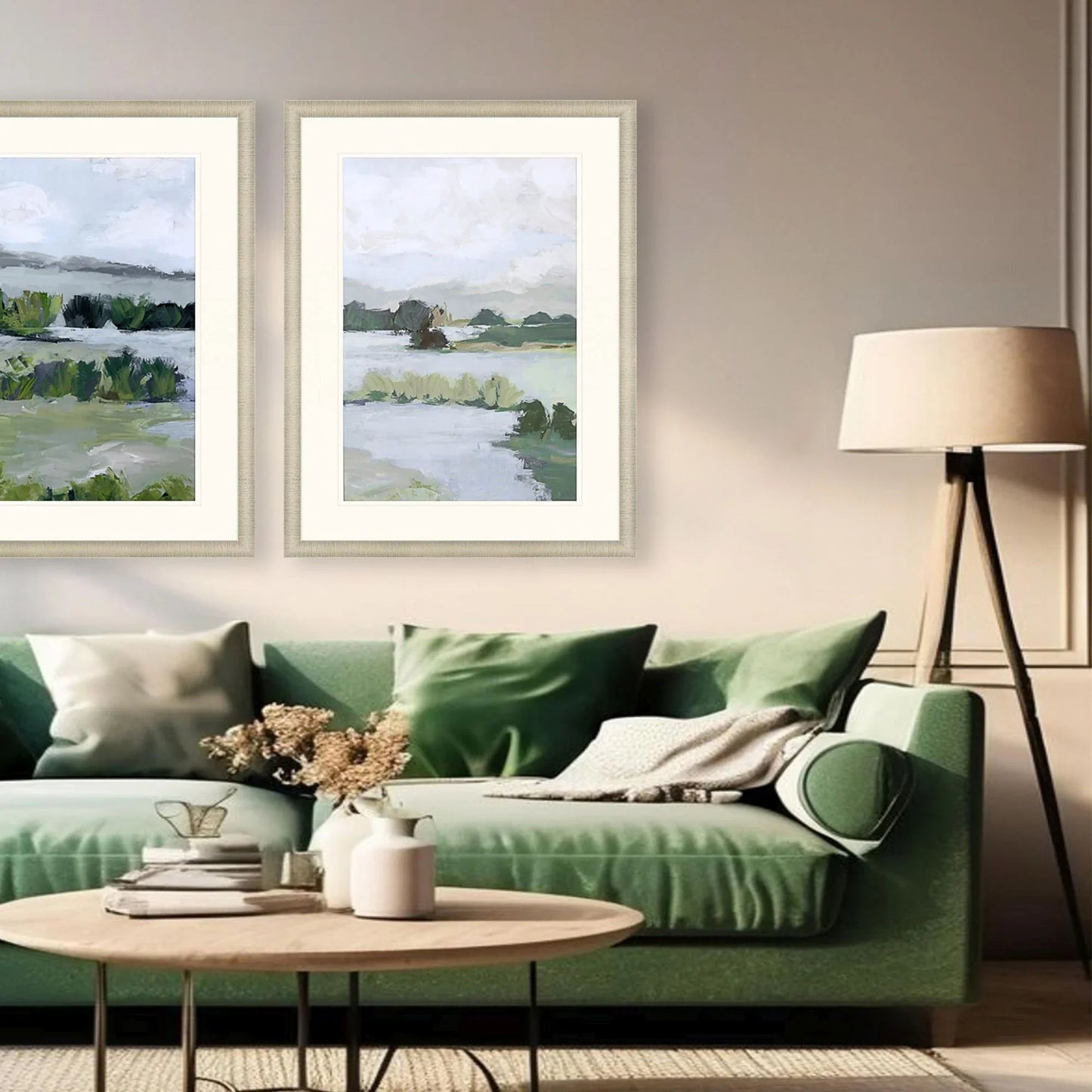 Here Comes the Sun Green Framed Wall Art