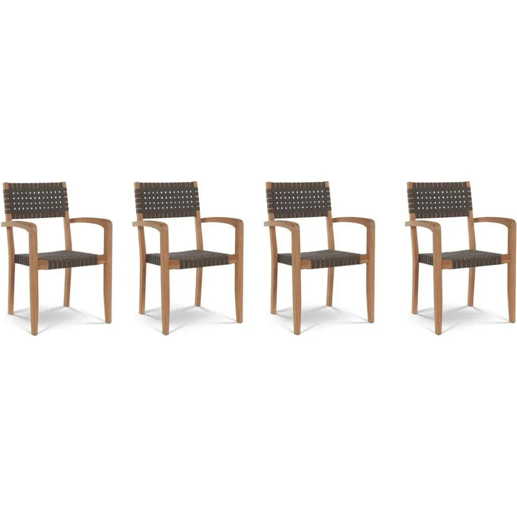 Herning Teak Outdoor Stacking Armchair 4PC-Outdoor Dining Chairs-HiTeak-LOOMLAN