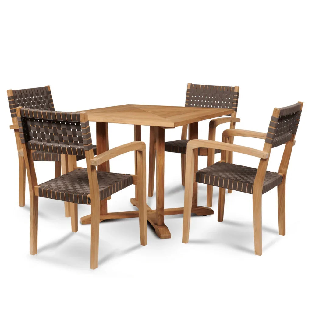 Herning Teak Patio Square Dining Set 5PC-Outdoor Dining Sets-HiTeak-LOOMLAN