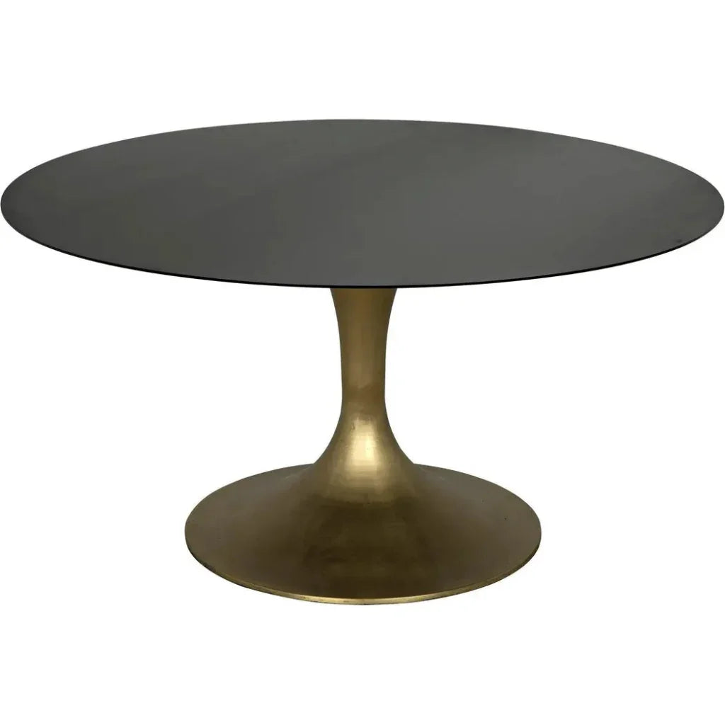 Herno Steel Round Dining Table With Brass-Dining Tables-Noir-LOOMLAN