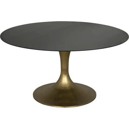 Herno Steel Round Dining Table With Brass-Dining Tables-Noir-LOOMLAN