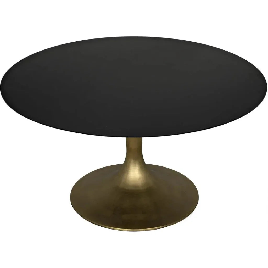 Herno Steel Round Dining Table With Brass-Dining Tables-Noir-LOOMLAN