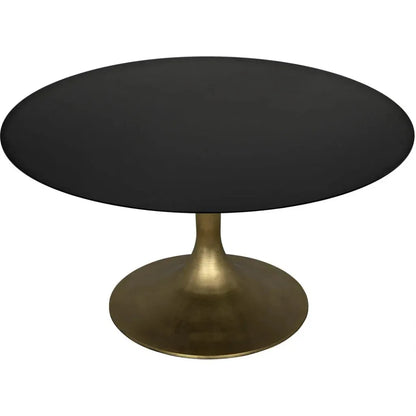 Herno Steel Round Dining Table With Brass-Dining Tables-Noir-LOOMLAN