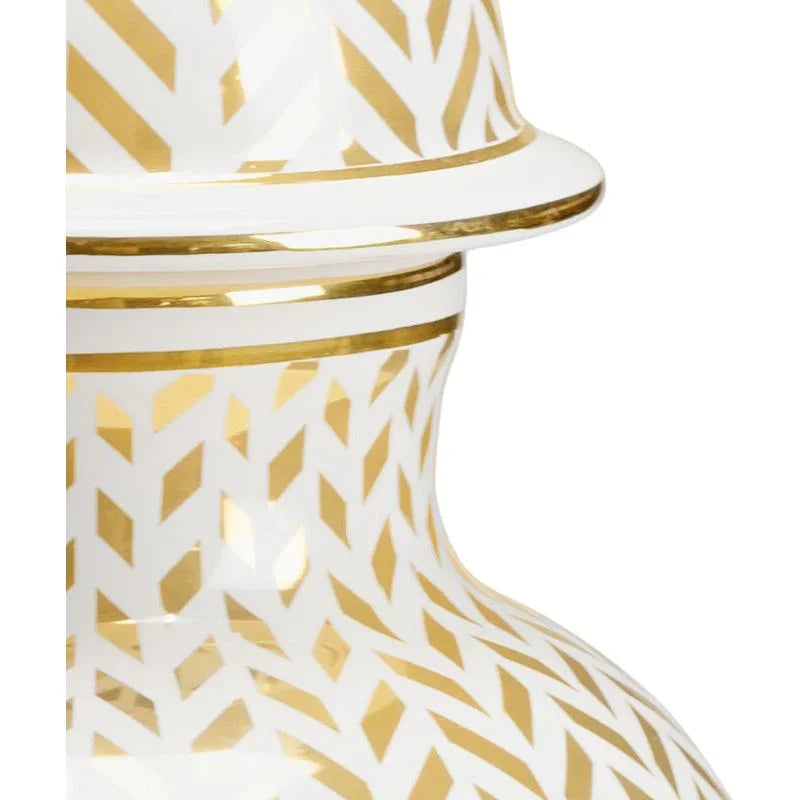 Herringbone Cream Glazed Ceramic Vase - LOOMLAN - Chelsea House - Vases & Jars