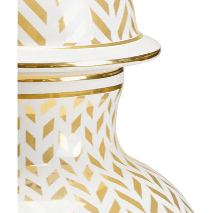 Herringbone Cream Glazed Ceramic Vase - LOOMLAN - Chelsea House - Vases & Jars