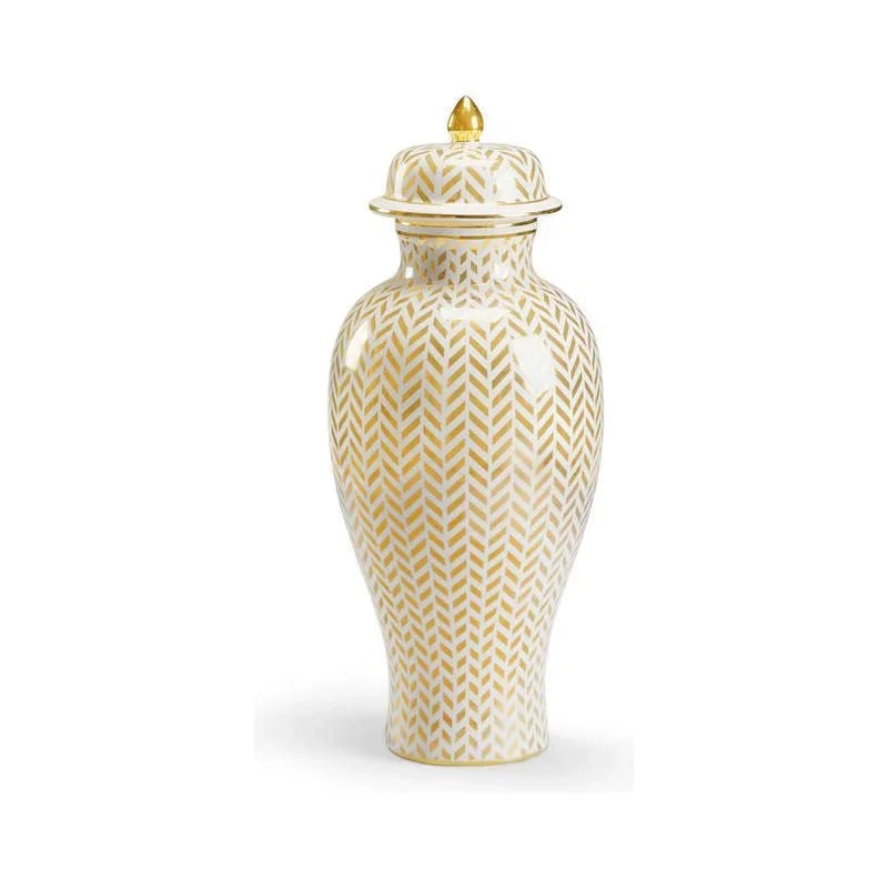 Herringbone Cream Glazed Ceramic Vase - LOOMLAN - Chelsea House - Vases & Jars