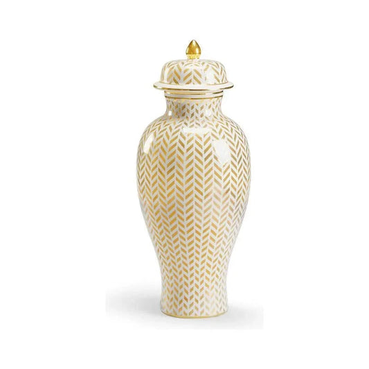 Herringbone Cream Glazed Ceramic Vase - LOOMLAN - Chelsea House - Vases & Jars