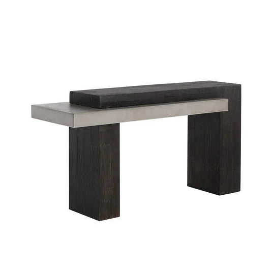 Herriot Concrete Outdoor Couch Table-Outdoor Console Tables-SUNPAN-Dark Brown / Grey-LOOMLAN