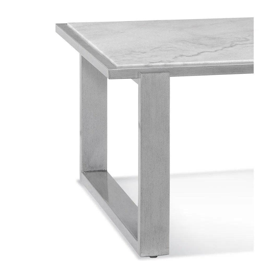 Hessle Wood & Marble Silver Rectangular Cocktail Table - LOOMLAN - Bassett Mirror - Coffee Tables