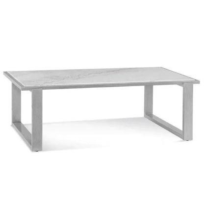 Hessle Wood & Marble Silver Rectangular Cocktail Table - LOOMLAN - Bassett Mirror - Coffee Tables