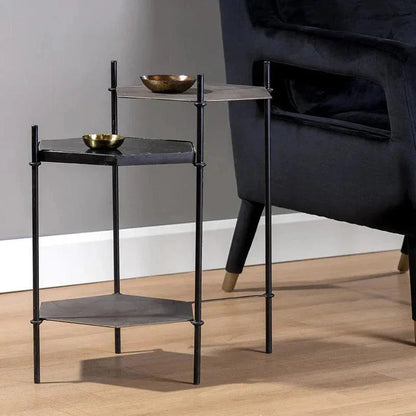 Hexall Side Table With Black Marble Finish - LOOMLAN - SUNPAN - Side Tables