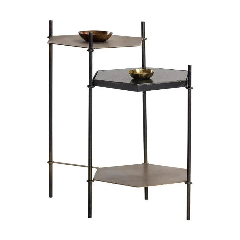 Hexall Side Table With Black Marble Finish - LOOMLAN - SUNPAN - Side Tables