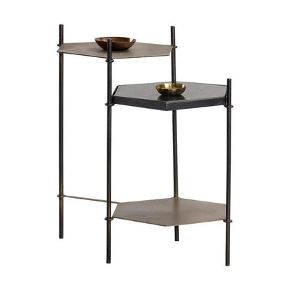 Hexall Side Table With Black Marble Finish - LOOMLAN - SUNPAN - Side Tables