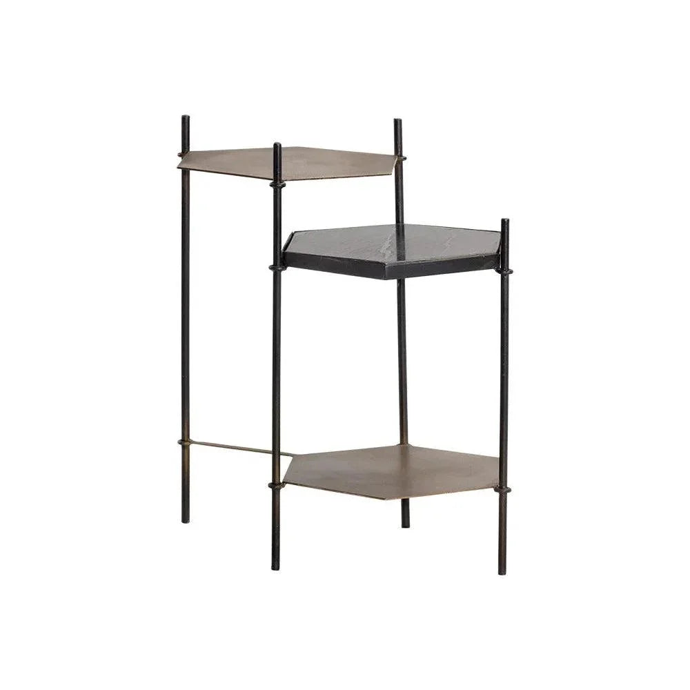 Hexall Side Table With Black Marble Finish - LOOMLAN - SUNPAN - Side Tables