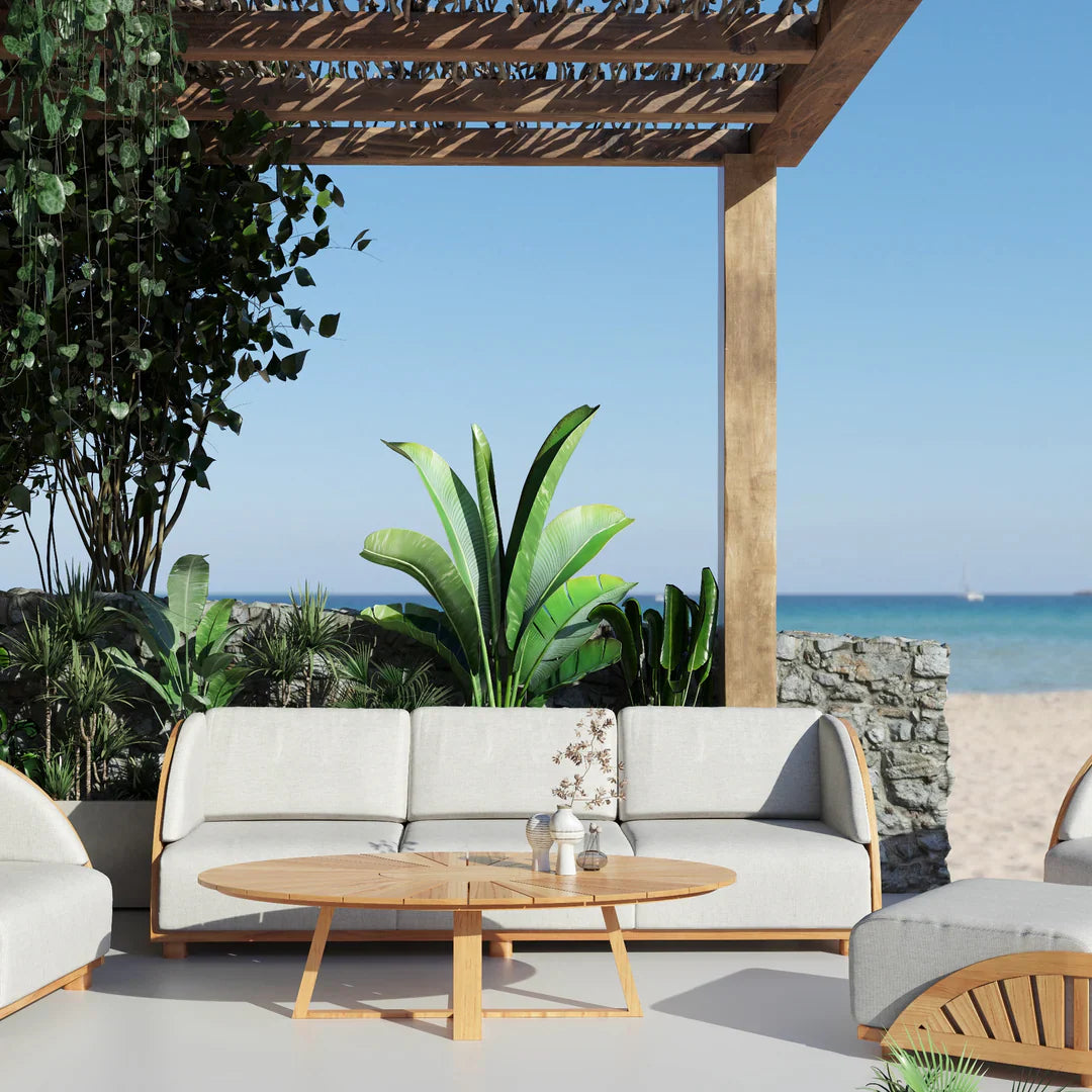 HiTeak Solis Deep Seating Outdoor Sofa with Sunbrella