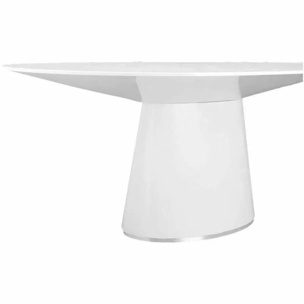 High Gloss White Oval Dining Table Seats 6-Dining Tables-Moe's Home-LOOMLAN