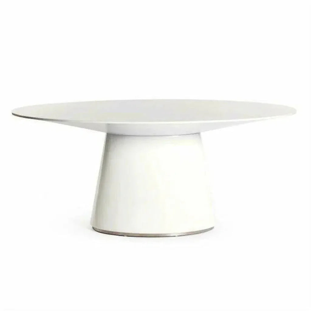 High Gloss White Oval Dining Table Seats 6-Dining Tables-Moe's Home-LOOMLAN