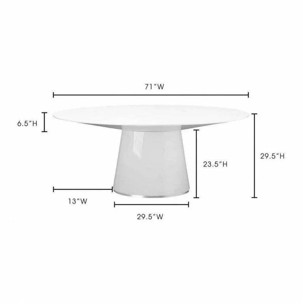 High Gloss White Oval Dining Table Seats 6-Dining Tables-Moe's Home-LOOMLAN