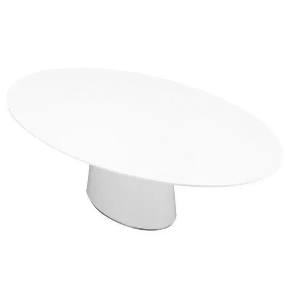 High Gloss White Oval Dining Table Seats 6-Dining Tables-Moe's Home-LOOMLAN