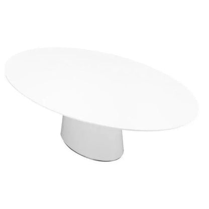 High Gloss White Oval Dining Table Seats 6-Dining Tables-Moe's Home-LOOMLAN