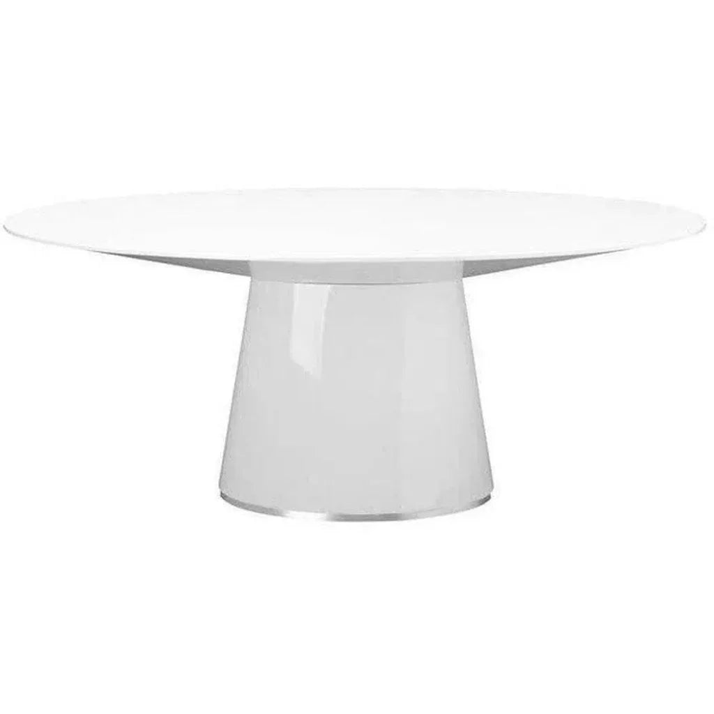 High Gloss White Oval Dining Table Seats 6-Dining Tables-Moe's Home-LOOMLAN