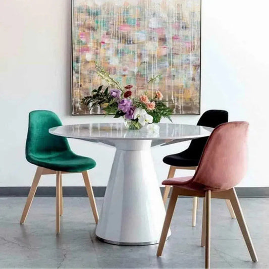 High Gloss White Round Dining Table Seats 4-Dining Tables-Moe's Home-LOOMLAN